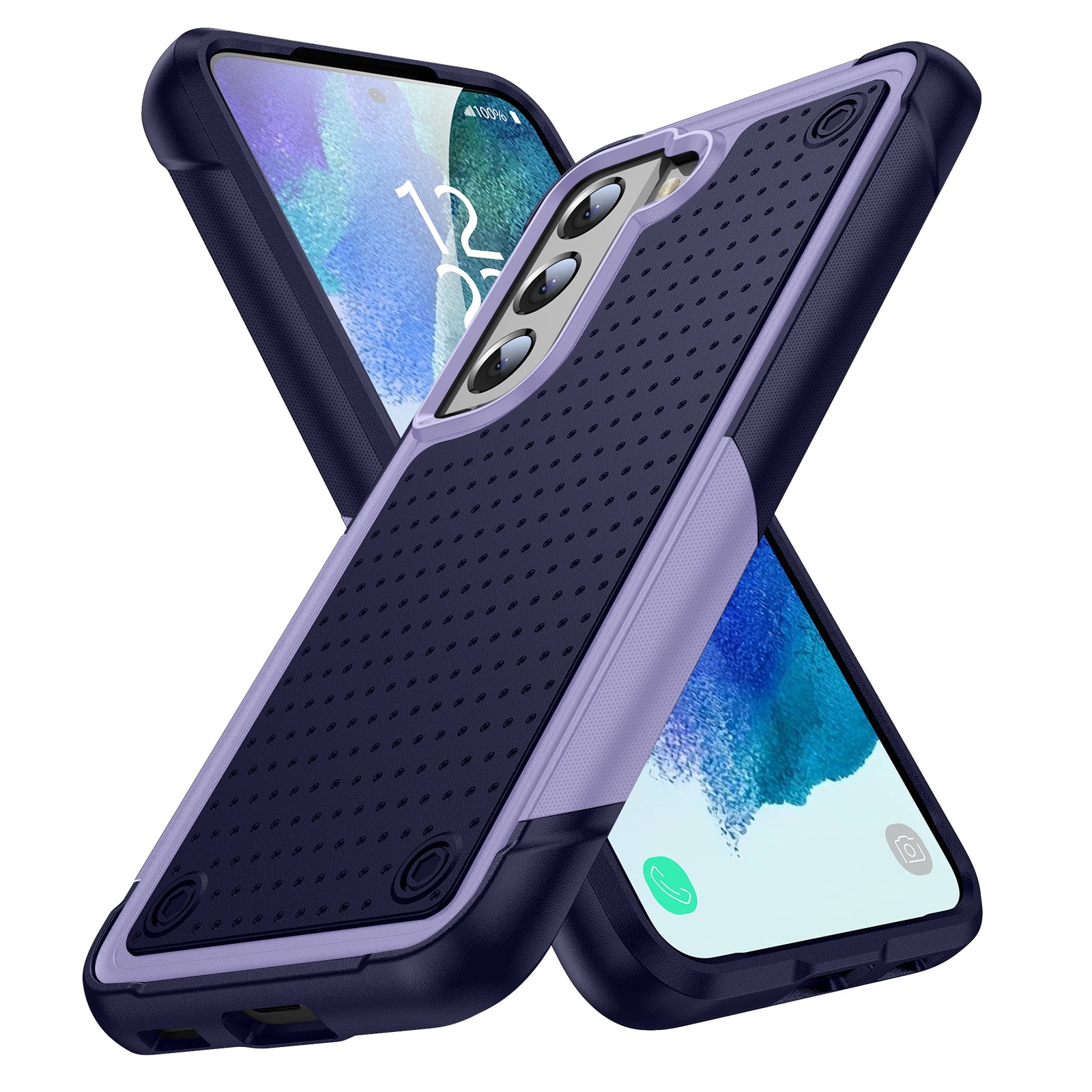 Dteck Case for Samsung Galaxy S21 FE 5G,Dual Layer Protective Heavy Duty Cover Shockproof Rugged with Non Slip Textured Back Military Protection Bumper Tough Case,Lightpurple