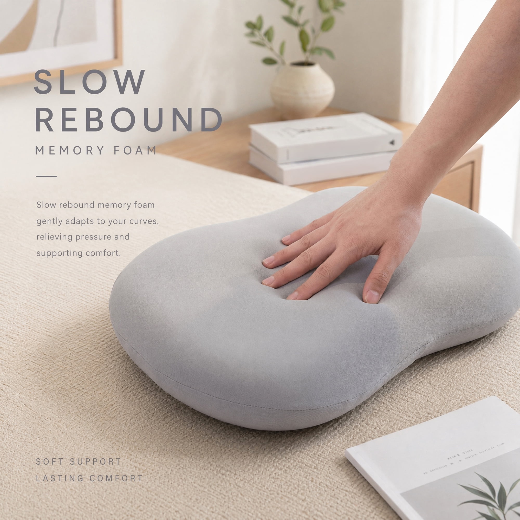 Unique Bargains Neck Pillow Cotton Cervical Support for Sleeping Gray 12.6"x7.9"x3.5"