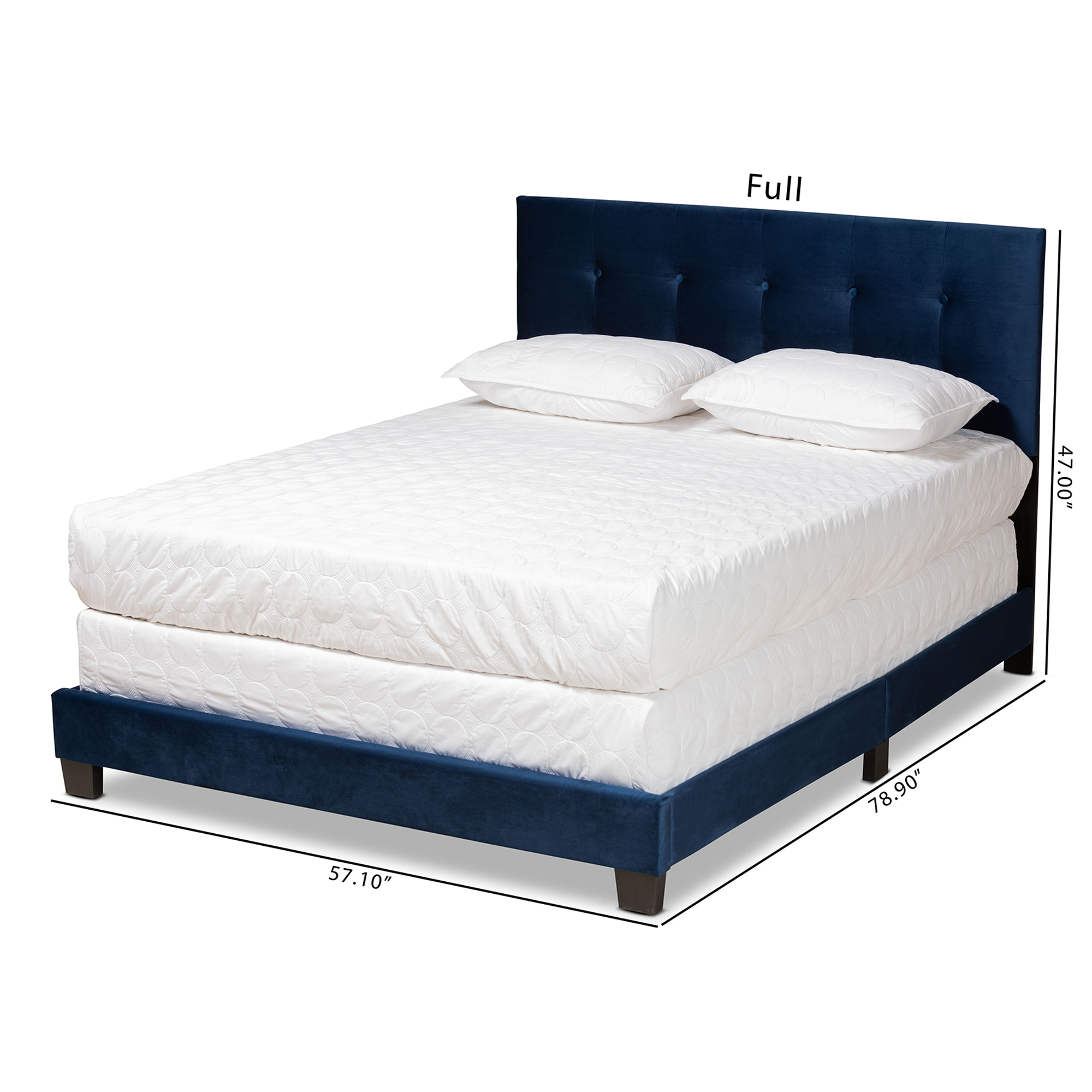 Baxton Studio Caprice Contemporary/Modern Velvet Tufted Panel Bed, Queen, Navy Blue/Black