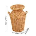 thumbnail image 3 of Tall Handwoven Rattan Wicker Vase with Side Handles, Rustic Woven Flower Basket, Natural Rattan Decorative Art Vase for Dried Flowers, Pampas Grass, Farmhouse Autumn Home Table Floor Decor, 3 of 6