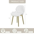 thumbnail image 5 of Hassch Set of 2 White Teddy Velvet Dining Chairs, Contemporary Upholstered Accent Side Chairs with Gold Legs for Kitchen & Dining Room, 5 of 8