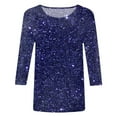 thumbnail image 3 of Tops for Women 3/4 Sleeve Sequin Print Loose Fit Dressy Sparkly Blouses Round Neck Fashion Party Glitter Shirts, 3 of 3