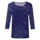 thumbnail image 3 of MKLEKYY Camiseta Camiseta De Cuello Redondo Con Estampado De Lentejuelas Y Mangas 3/4 Para Mujer Talla XL, 3 of 3