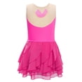 thumbnail image 2 of LiiYii Kids Girls Shiny Rhinestone Sleeveless Tiered Ruffle Figure Skating Dance Dress Ballet Tulle Hot Pink 6, 2 of 5