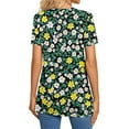 thumbnail image 5 of ClodeEU Women's V-Neck Printed Short Sleeve Shirt with Button ,Casual Trendy Tunic Blouse Green,Womens Plus XL, 5 of 7