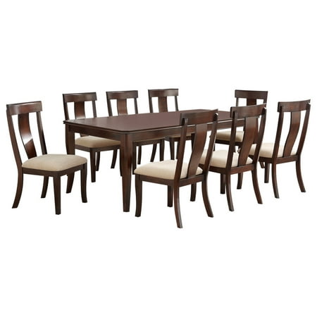 Rowena 9 Piece Formal Dining Room Set, Cherry Wood, Rectangular ...