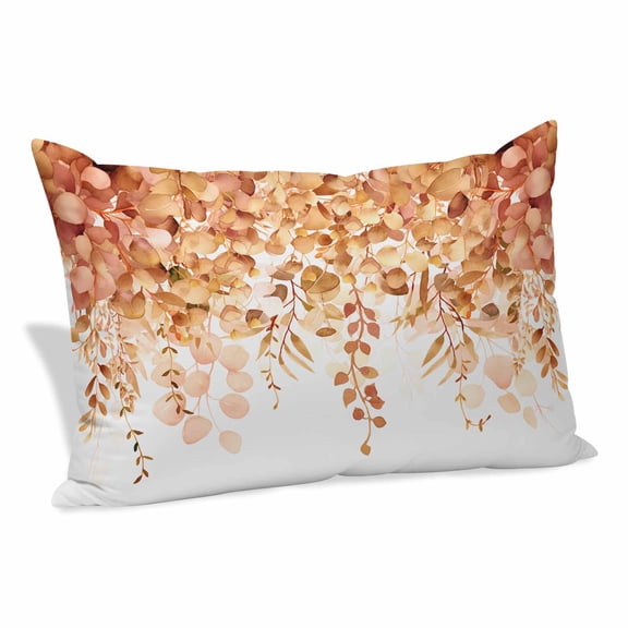 Orange Eucalyptus Leaves Pillow Protectors with Zipper Standard Size, Spring Floral Summer Botanical Soft Brushed Breathable Throw Pillow Covers, Pillowcase for Couch Sofa Bedroom Living Room 20"x26"