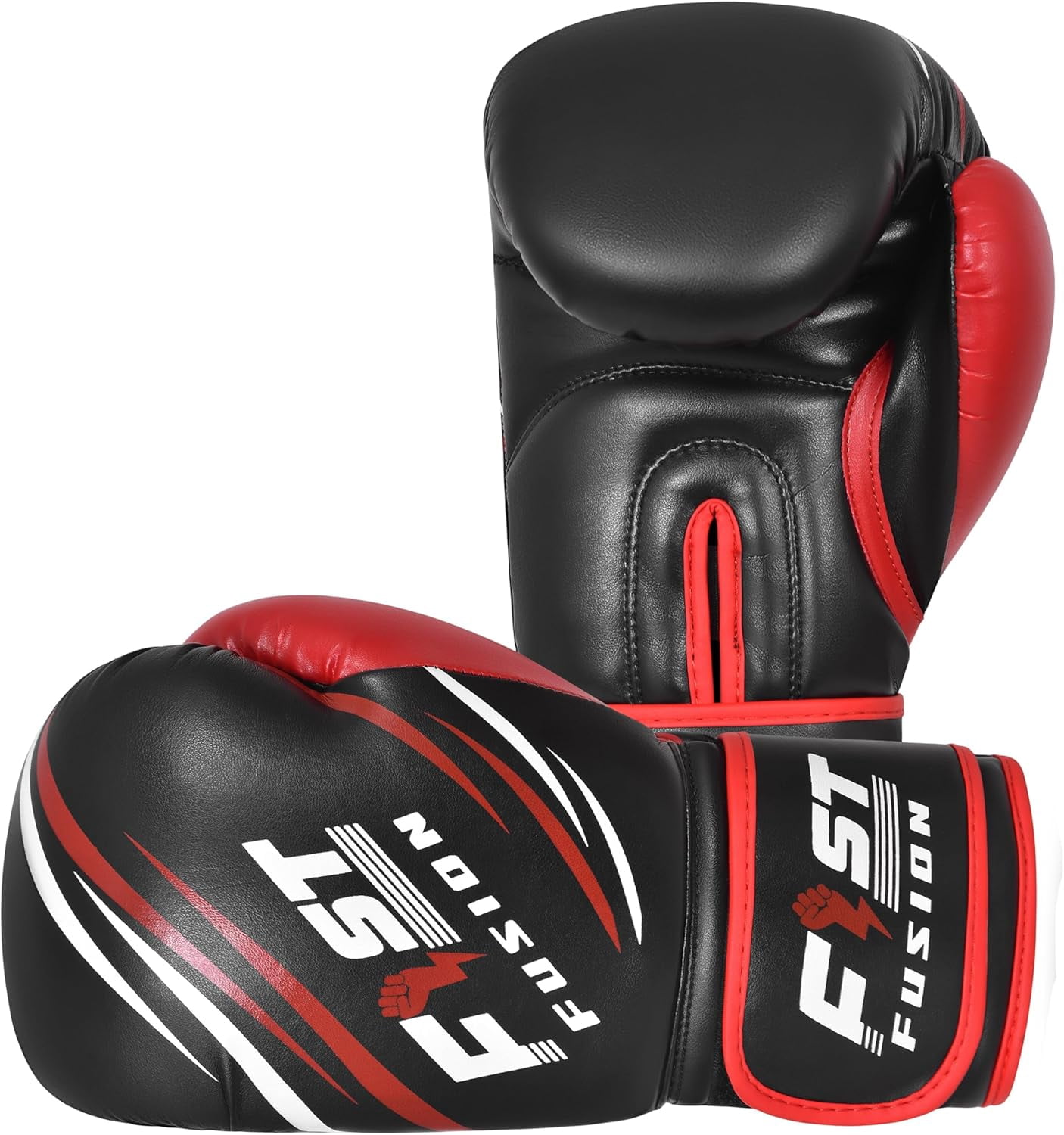 FIST FUSION Boxing Gloves, Pro Training Sparring, Maya Hide Leather, Muay Thai MMA Kickboxing, Men Women Adult, Heavy Punching Bag Focus Mitts Pads Workout, Multi Layered, 8 10 12 14 Oz