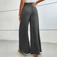 thumbnail image 4 of FUNUONY Womens Wide Leg Pants Casual Palazzo Flowy Pleated Trouser Woman Elastic High Waisted Loose Fit Lounge Pant Comfy 2025 Elastic with Flared Elegant Commuting Casual Pants Dark Grey M, 4 of 9