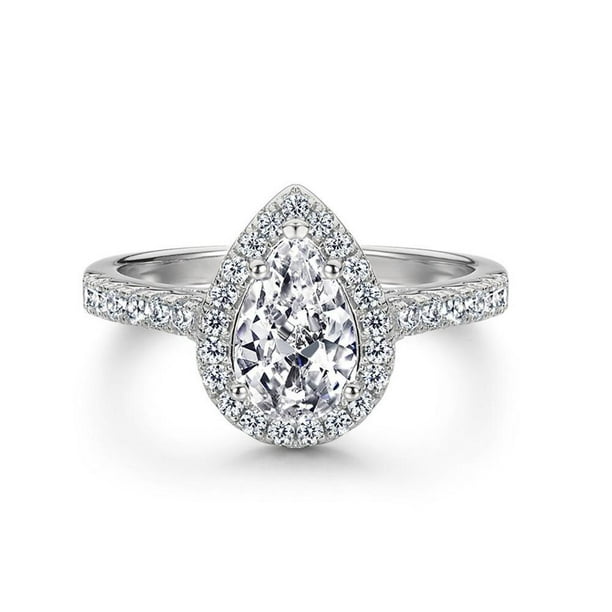 Anillo solitario de cristal de moda para mujer, anillo de compromiso de boda de Zirconia delicada, anillo de matrimonio de promesa de Color plateado para joyería nupcial Tan Jianjun unisex