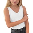 thumbnail image 7 of Tdoqot Girls Ribbed Tank Tops- V Neck Slim Fit Casual Summer Kids Sleeveless Shirts White Size 5-14, 7 of 7