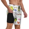 thumbnail image 2 of Kdxio Happy Avocado Print Men'S Swim Trunks With Compression Liner 7 Inch Inseam Quick Dry Swim Shorts, 2 of 7