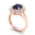 thumbnail image 2 of 2.72 ctw with Simulated Diamond Halo Accents Anniversary Ring for Women | Oval Cut Simulated Blue Sapphire | Hyperallergenic Solid 18K Rose Gold, 2 of 5