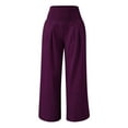 thumbnail image 4 of Edvintorg Streetwear Wide Leg Pants Women Fashion Women Casual Loose High Waisted Elastic Waist Solid Pants Workwear Trousers Women Purple XL, 4 of 5
