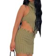 thumbnail image 5 of Seyurigaoka Women's Autumn Winter Outfit Sets Sleeveless High Neck Knit Vest + Solid Color Skirts + Arm Sleeves, 5 of 9