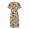 thumbnail image 6 of Feancey 2025 Womens Summer Dresses Button V Neck Short Sleeve Maxi Dress Dressy Casual Floral Printed Vacation Dresses with Pockets Beige 3XL, 6 of 6