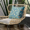 thumbnail image 4 of Amrita Sen Designs  18 x 18 in. Paisley Leaf Geo Broadcloth Indoor & Outdoor Zippered Pillow - Aqua & Gold, 4 of 6