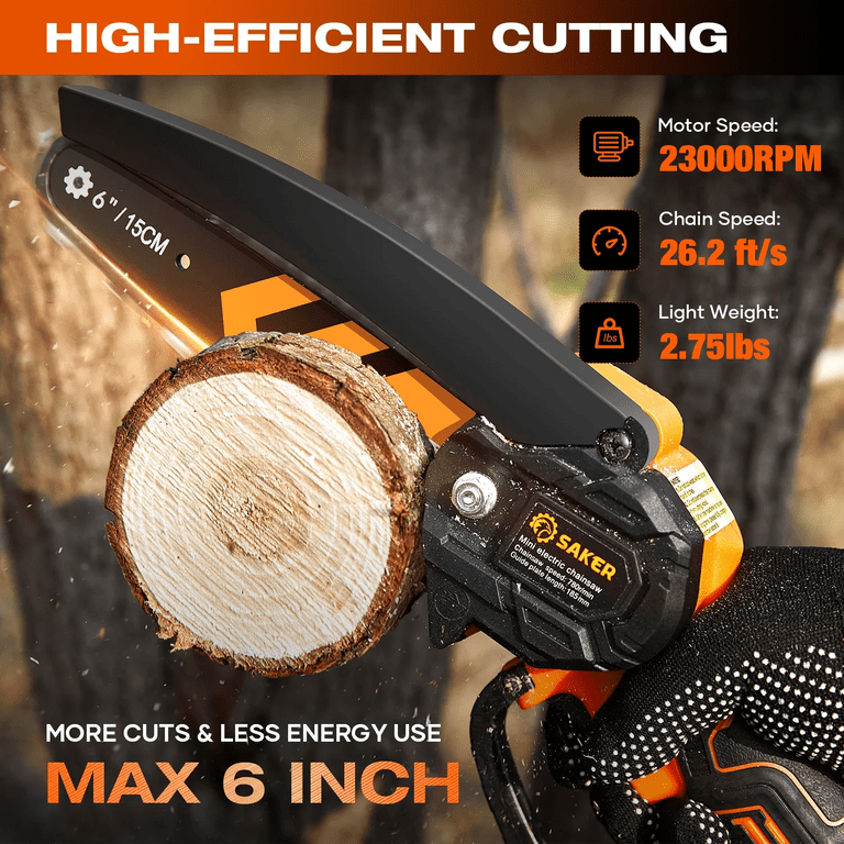 Saker Mini Cordless Chainsaw 6 inch, 22V Battery photo 3