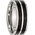 thumbnail image 4 of Stainless Steel Polished Double Row Black Carbon Fiber Inlay 8mm Band (Size 9.5) Made In China sr336-9.5, 4 of 5