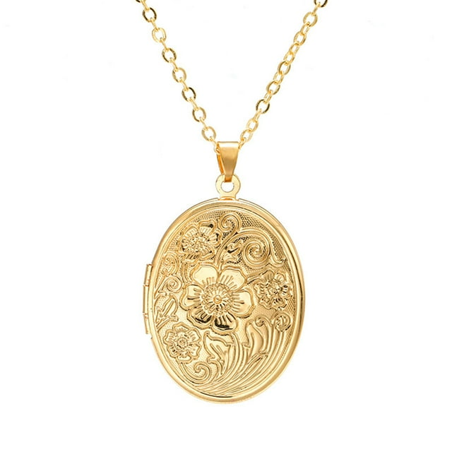 Collar para mujer, joyería para mujer, joyería para mujer, joyería de moda occidental, colgante ovalado, impresión tallada, collar para mujer, collar de moda