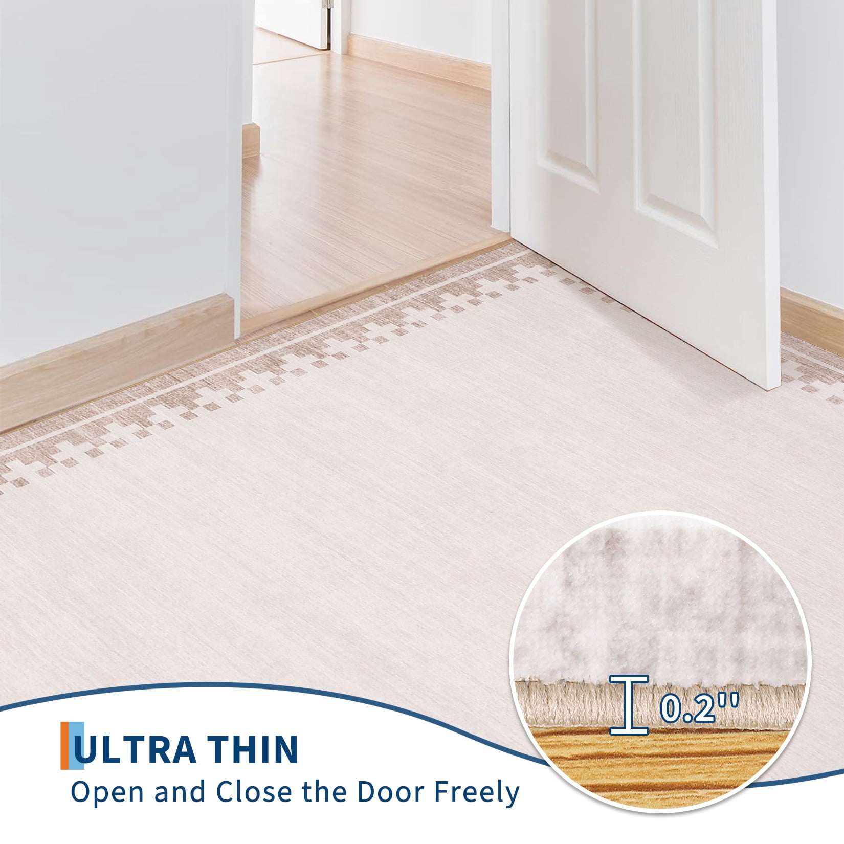 COZONY 10'x13' Modern Bordered Oversized Area Rug, Soft Low Pile Washable Carpet, Stain-Resistant Non-Shedding, Beige