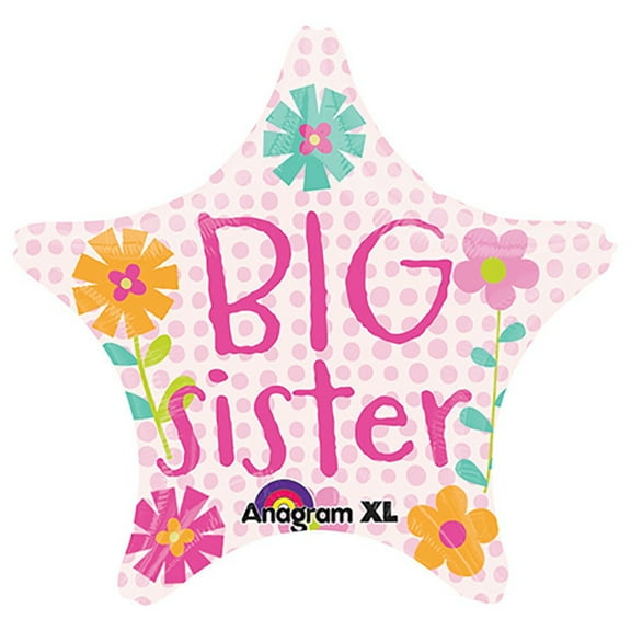 19 inch Big Sister Star Foil Mylar Balloon - Party Supplies Decorations