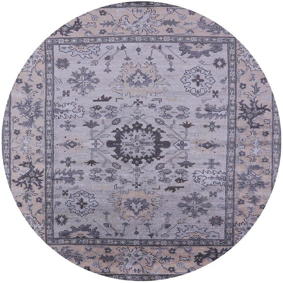 Ahgly Company Machine Washable Indoor Round Industrial Modern Viola Purple Area Rugs, 3' Round