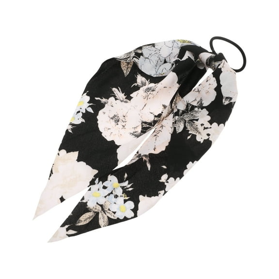 Unique Bargains 1 Pc Peony Triangle Ribbon Hair Elastic Band Black