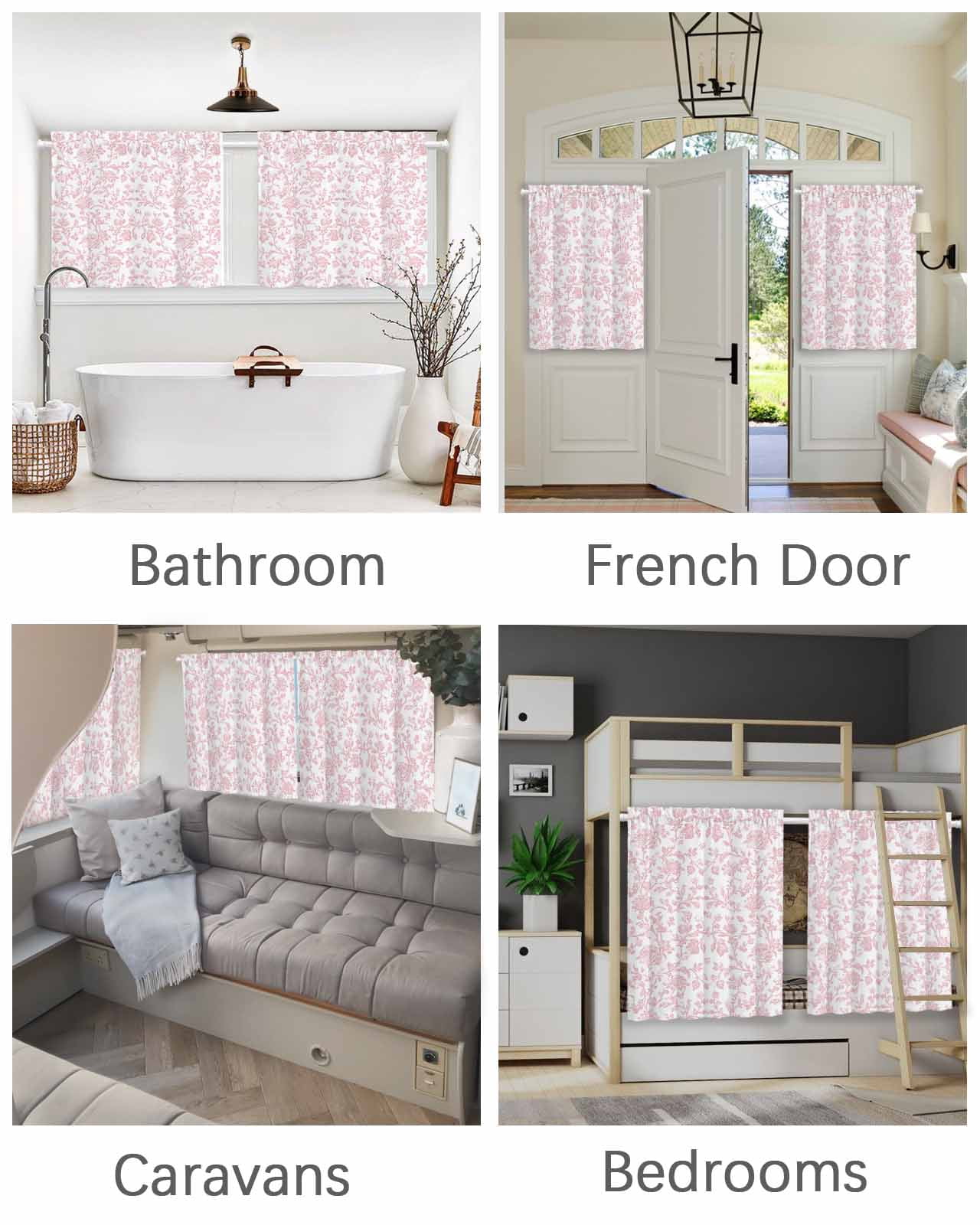 Light Pink Floral Paisley Short Blackout Curtains 45 Inch Long Boho Leaf Vintage Farmhouse Linen Rod Pocket Kitchen Curtains, 2 Panels Thermal Insulated Room Darkening Drapes for Bedroom, 30"W x 45"L