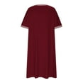 thumbnail image 5 of Efsteb Womens Summer Sundresses Short Sleeve Casual T Shirt Dress Crewneck Sundresses Beach Vacation Pockets (Wine,XL), 5 of 8