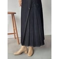 thumbnail image 6 of Womens Blue Asymmetrical Pleated Denim Midi Skirt Casual Style, 6 of 8