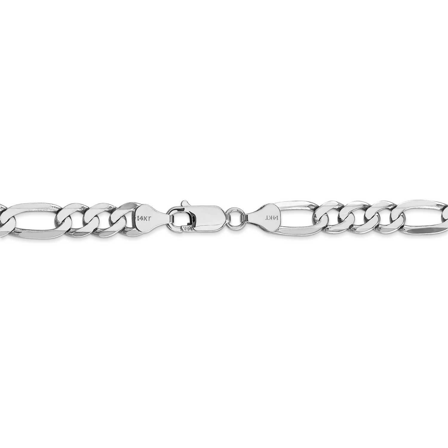 Figaro Chain Necklace in Real 14k White Gold