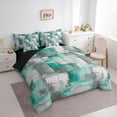 thumbnail image 2 of Homewish Green Geometric Grid 7-Piece Twin Bedding,Abstract Art Bedding Comforter Set,Black Reversible, 2 of 8