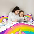 thumbnail image 5 of Feelyou Dreamy Unicorn Child Queen Comforter Set, Purple Galaxy Sky Rainbow Bedding Sets, Kawaii Magic Animal Reversible Bedding Comforter Set, Super Cozy Room Decor, 3 Pieces, 5 of 8