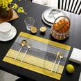 thumbnail image 4 of Placemats Set of 4, Retro Rustic Barn Wood Texture Polyester Stain Resistant Table Mats Washable Placemat Decoration for Kitchen Dining Table Ombre Lemon Yellow and Gray, 4 of 6
