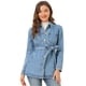 thumbnail image 1 of Chaqueta Vaquera Allegra K Holgada de Manga Larga con Lazo en la cintura Informal para Mujer Azul XS, 1 of 6