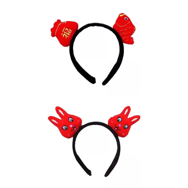 2 Piezas Diadema de Año Nuevo Chino Suministros de Fiesta Decoración Disfraces Sombrero Lindo para Hombres Mujeres Niñas Disfraz Regalo Cumpleaños Estilo A Hugo aro de pelo