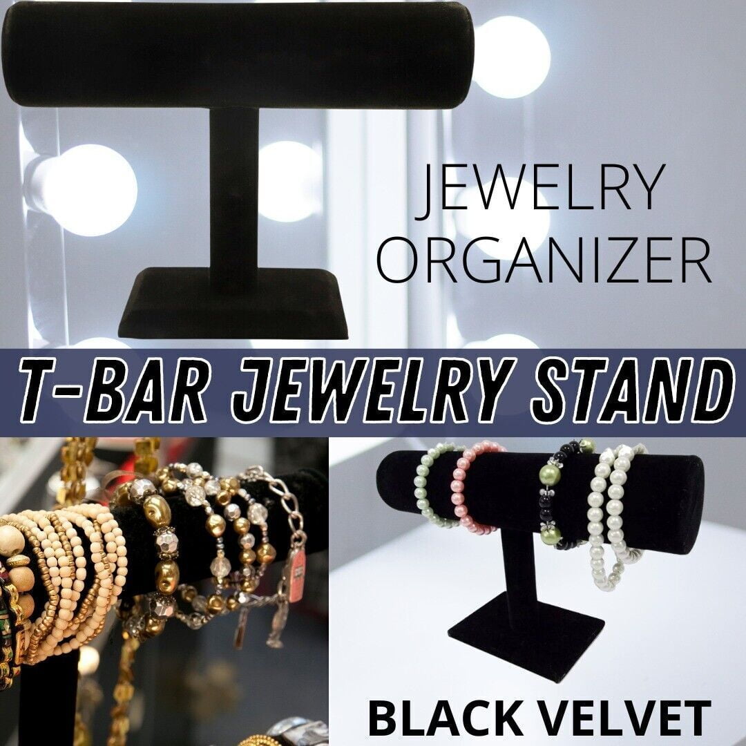Grey Velvet Hovering T bar Bracelet Necklace Jewelry Display - Temu