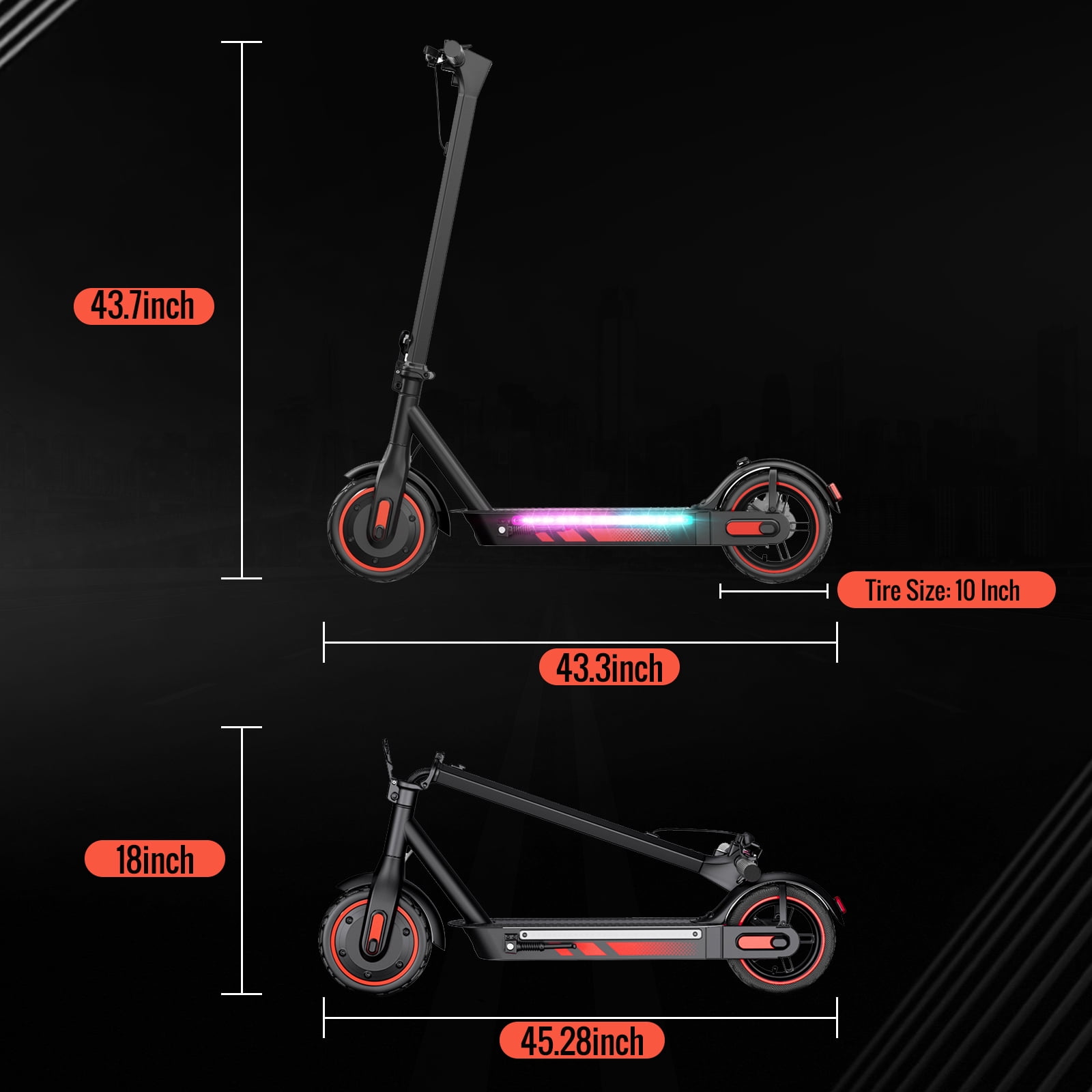 600W Electric Scooter for Adults, Up to 25MPH and 22-30Miles Long-Range, 10'' Air Tires, Foldable Commuting Escooter with Double Braking System and App Red