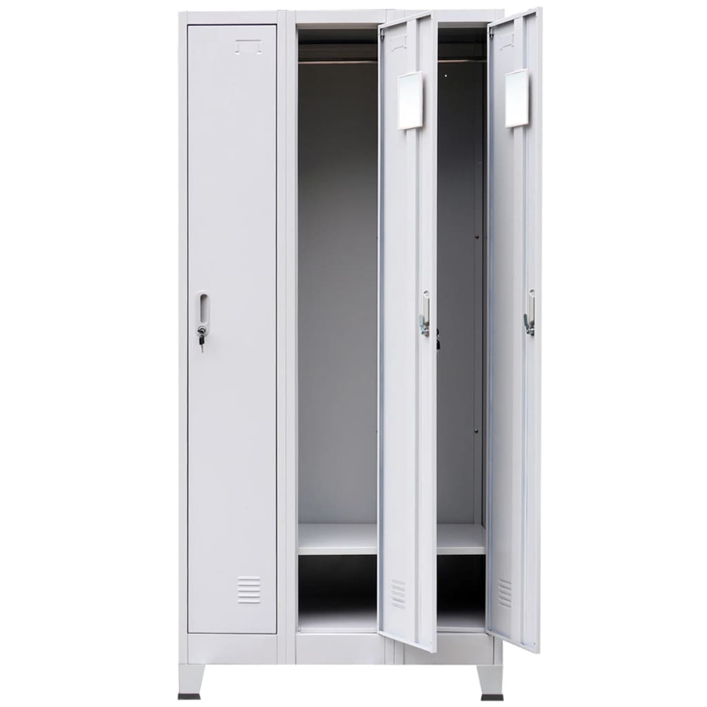 vidaXL Locker Cabinet with 3 Compartments Steel 35.4"x17.7"x70.9" Gray - image 5 of 25