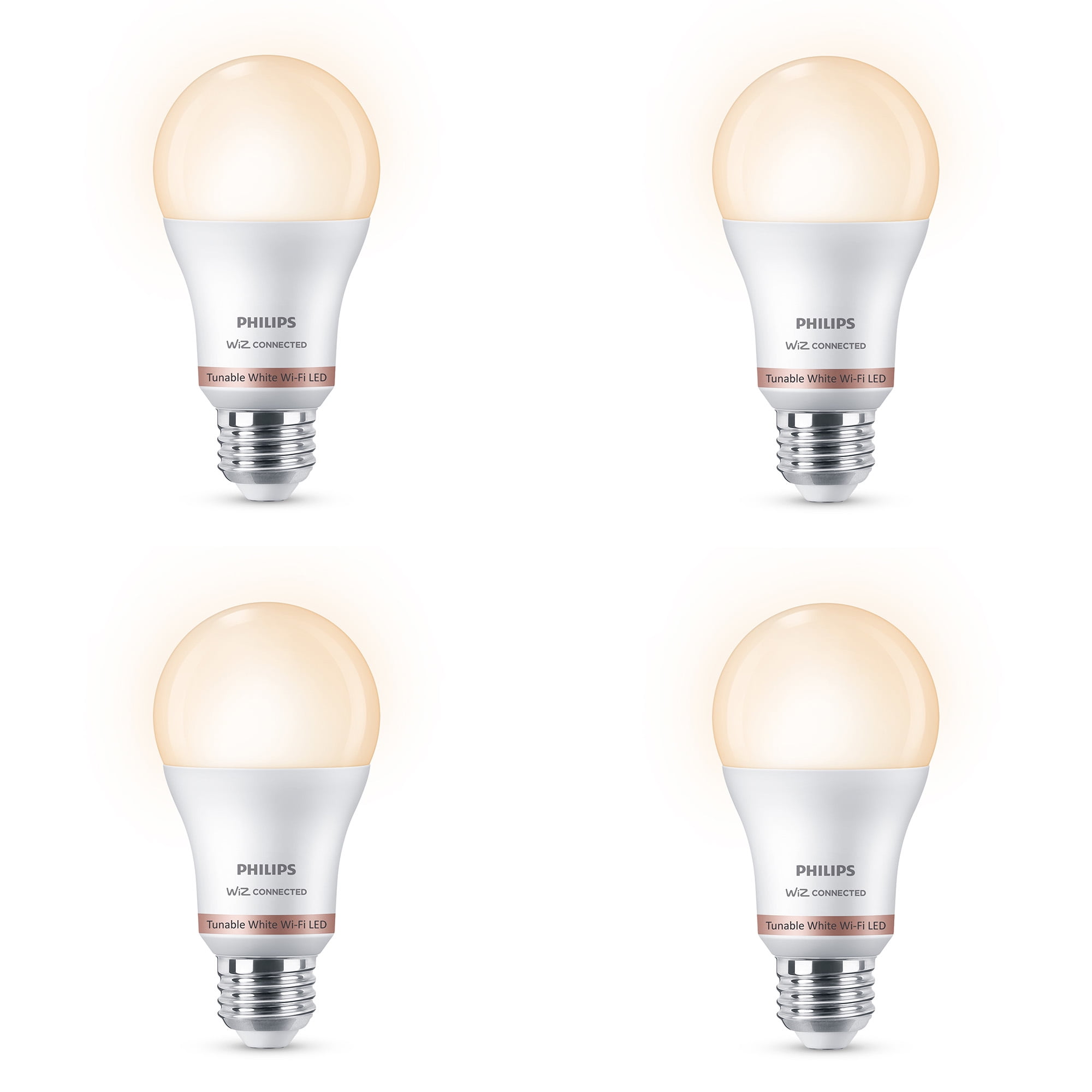 Philips Smart LED 60-Watt A19 General Purpose Light Bulb, Frosted, Tunable White, Dimmable, E26 Medium Base (4-Pack)