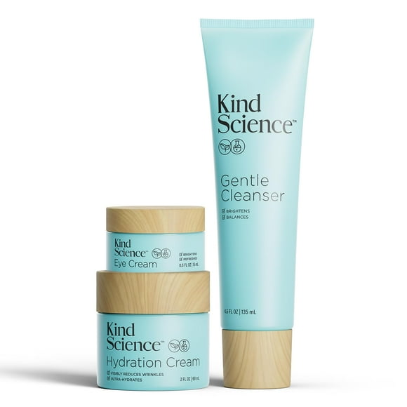 Kit de cuidado de la piel Kind Science: limpiador, crema hidratante, crema para ojos