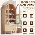 thumbnail image 5 of Walsunny Arched Freestanding Bathroom Storage Cabinet with Drawers Glass Doors, Wooden Tall Cabinet with Shelves, Space-Saving Organizer for Bathroom, Natural Wood Color, 5 of 8