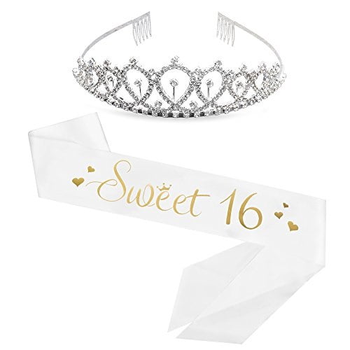 Details about   16th Birthday Sash and Tiara for Girls Sweet Sixteen Birthday Sash Crown 16 & 