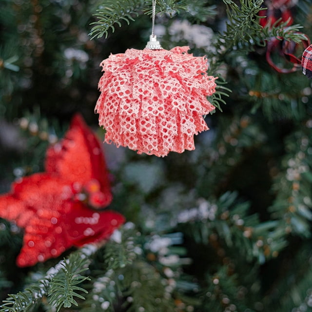 CaiYueKe Festive Foam Christmas Ball Ornaments, Holiday Tree Decorations with Openwork Design, Lightweight Shatterproof Xmas Baubles for Indoor Seasonal Decor