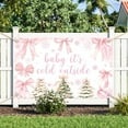 thumbnail image 4 of Pink Baby It's Cold Outside Baby Shower Backdrop Cute Bow Winter Woodland Baby Shower Party Decorations Banner Snowflake Winter Photography Background, 4 of 4