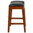 thumbnail image 4 of Flash Furniture 26'' High Backless Light Cherry Wood Counter Height Stool with Black LeatherSoft Saddle Seat, 4 of 5
