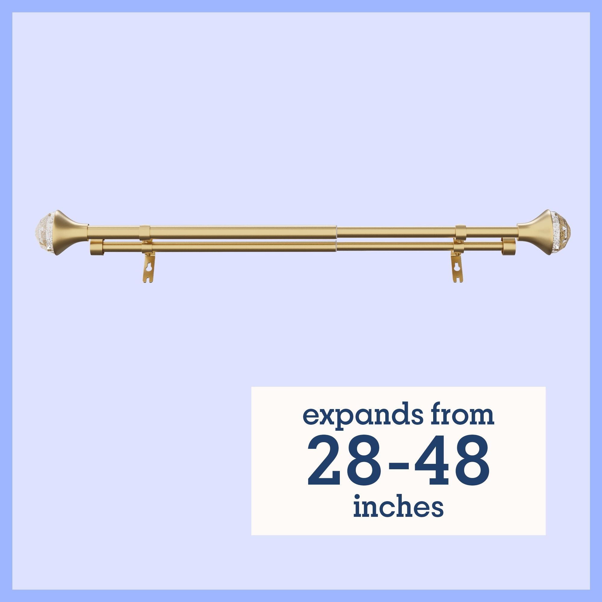 Mainstays Kids 3/4" Gold Faceted Gem Adjustable Double Curtain Rod, 28"-48"
