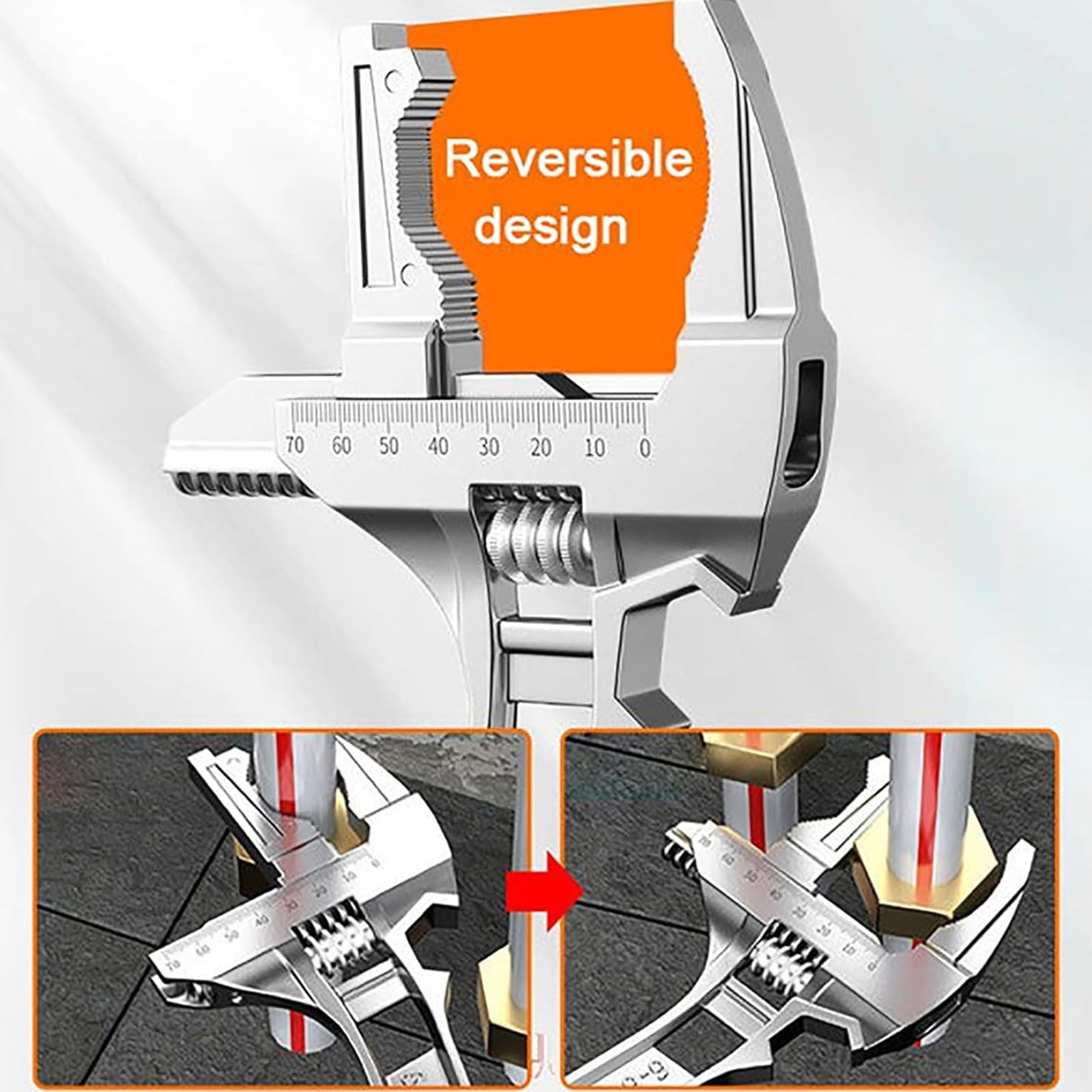 ERTZAE Adjustable Wrench Stainless Steel,0.24-2.68"Large Opening Short Handle Wide Jaw,Wide Jaw Opening For Plumbing,Drop Forged Adjustable Wrench With Ergonomic Grip,Rust Resistant Plumbing Wrench