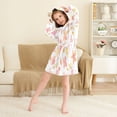 thumbnail image 3 of FORMRS Niños Bathrobe Unisex Hooded Robe Soft Plush Pajamas Sleepwear, Size 2-3T, White Floral Orange, 3 of 7